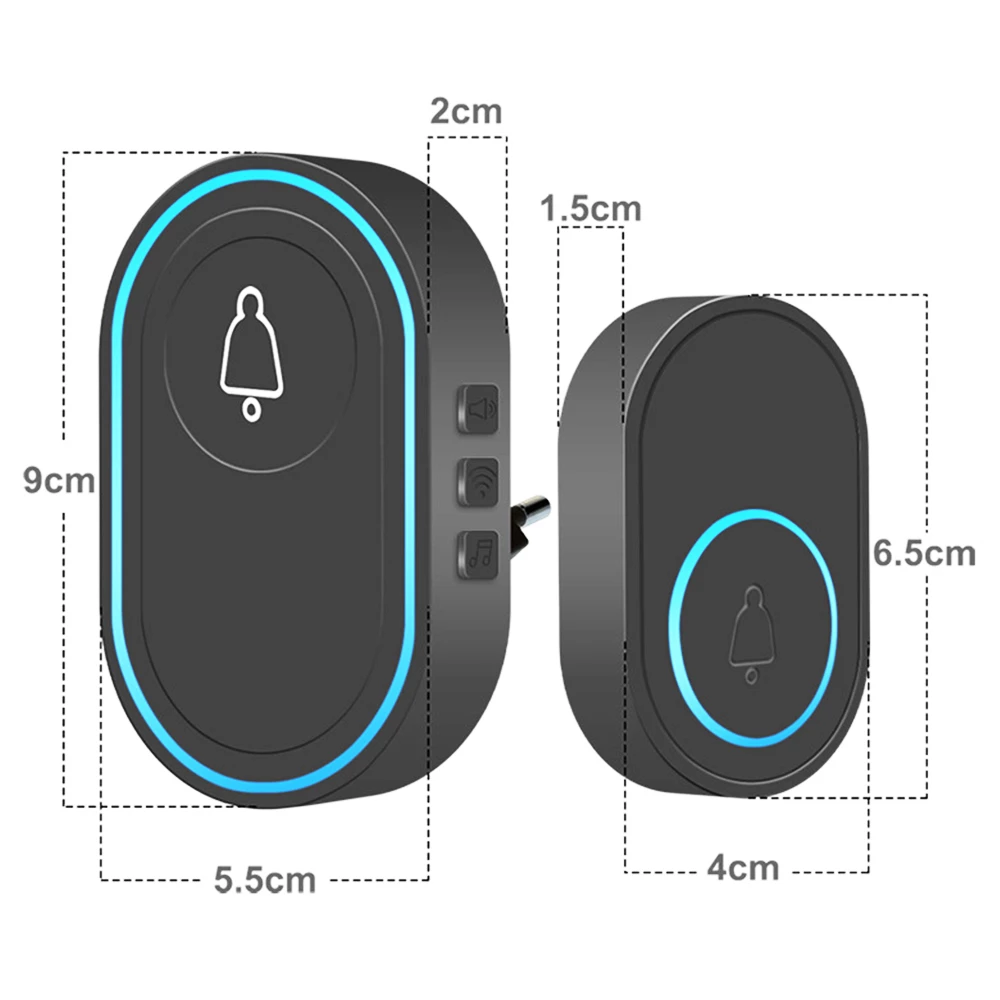 Earykong Wireless Music Doorbell Alarm Volume Adjustable Compatible With 433MHz Wireless Detectors Easy Installation - Black 7 Earykong Wireless Music Doorbell Alarm Volume Adjustable Compatible With 433MHz Wireless Detectors Easy Installation - Black - Image 5