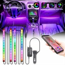 5050RGB LED Car Underfoot Atmosphere Light Belt With Wireless Bluetooth Music APP Control