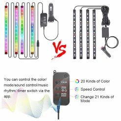 5050RGB LED Car Underfoot Atmosphere Light Belt With Wireless Bluetooth Music APP Control -IMOU Sales 5050RGB LED Car Underfoot Atmosphere Light Belt 500066 2