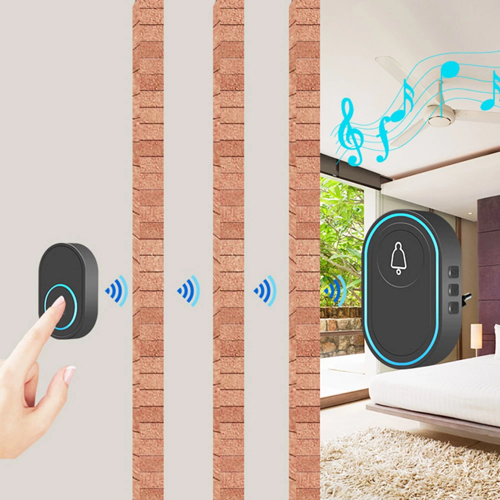 Earykong Wireless Music Doorbell Alarm Volume Adjustable Compatible With 433MHz Wireless Detectors Easy Installation - Black 6 Earykong Wireless Music Doorbell Alarm Volume Adjustable Compatible With 433MHz Wireless Detectors Easy Installation - Black - Image 4
