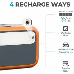 BLUETTI PowerOak AC50S 300W Portable Power Station, 500Wh Lithium Battery Solar Generator, Pure Sine Wave AC Outlet, Wireless Charging Battery Backup For Outdoor Tailgating Camping - Orange -IMOU Sales BLUETTI Power Station 500Wh Solar Generator Bluetti AC50S Wireless Cha 472802 5