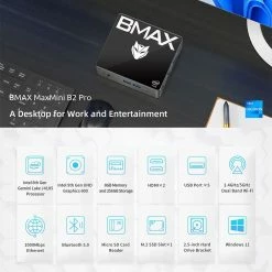 BMAX B2 Pro Mini PC Intel Gemini Lake J4105 CPU, 8GB RAM 256GB SSD Windows 11, 5G WiFi, Bluetooth 5.0 Space Grey - EU -IMOU Sales BMAX B2 Pro Mini PC 8GB RAM 256GB SSD 519466 5
