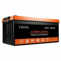 CHINS LiFePO4 Battery 24V 200Ah Lithium Battery - Built-in 200A BMS, 2000+ Cycles, Perfect For RV, Home Storage And Off-Grid