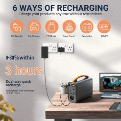 CTECHi GT200 Pro 200W Portable Power Station, 320Wh LiFePO4 Battery Solar Generator, 60W PD Fast Charging, LED Light -IMOU Sales CTECHi GT200 Pro 200W 320Wh Portable Power Station 516993 2