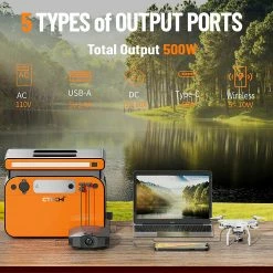 CTECHi GT500 500W Portable Power Station, 518Wh LiFePO4 Battery BSM Systems Backup Solar Generator With 230 V AC Sockets, Dual 10W Wireless Charging, 60W PD Fast Charging, 8 Outputs, LCD Display, Emergency Generator For Camping Emergency Home Use -IMOU Sales CTECHi GT500 500W Portable Power Station 516995 4