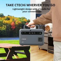 CTECHi GT600 600W 384Wh Portable Power Station, LiFePO4 Battery Solar Generator, AC Pure Sine Wave Outlet, LED Light -IMOU Sales CTECHi GT600 600W 384Wh Portable Power Station EU Plug 519596 4