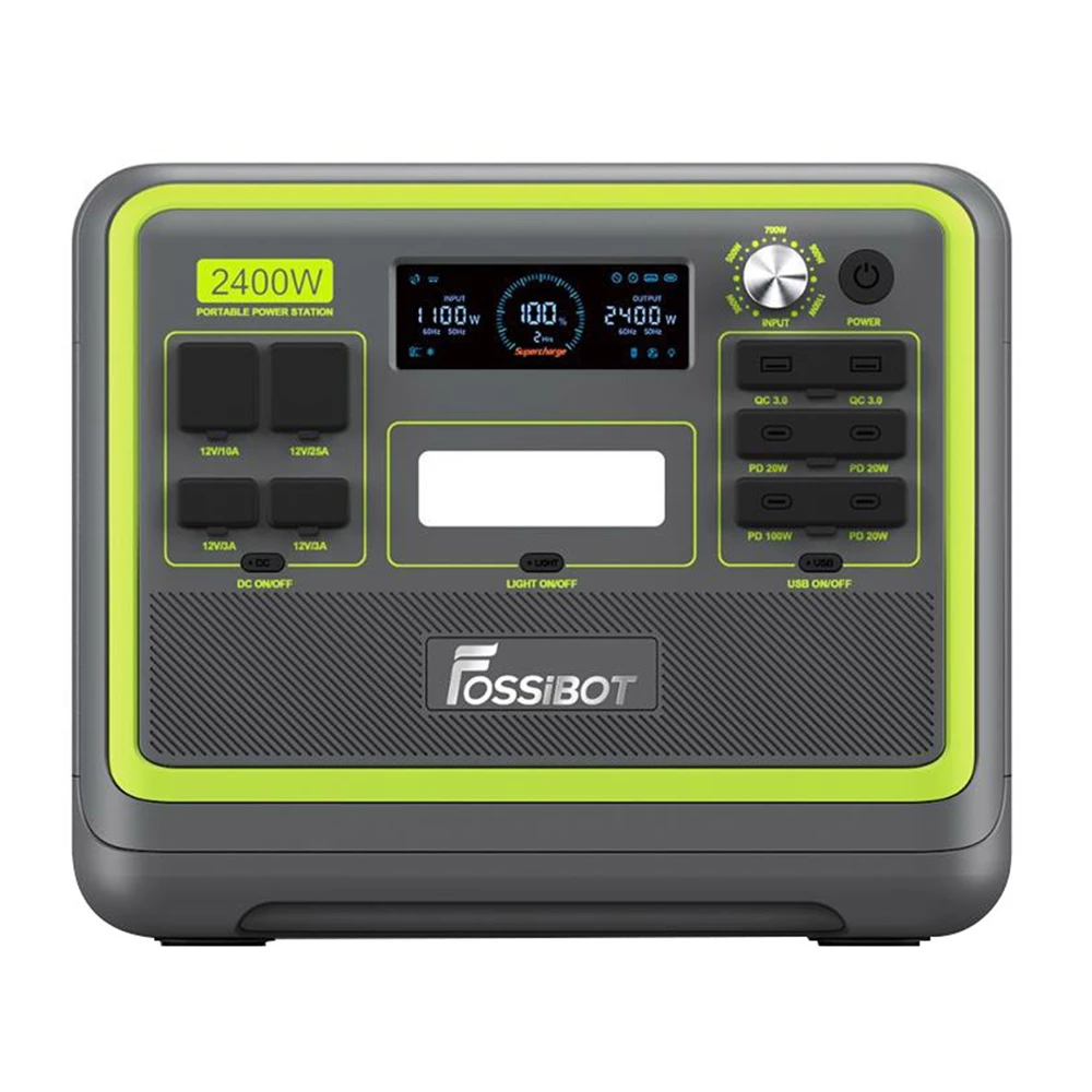 FOSSiBOT F2400 Portable Power Station, 2048Wh LiFePO4 Battery 2400W Output Solar Generator, 16 Output Ports, Input Power Adjustment Knob, Bidirectional Inverter - Green 3 FOSSiBOT F2400 Portable Power Station, 2048Wh LiFePO4 Battery 2400W Output Solar Generator, 16 Output Ports, Input Power Adjustment Knob, Bidirectional Inverter - Green