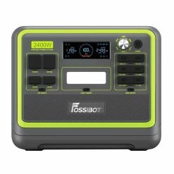 FOSSiBOT F2400 Portable Power Station, 2048Wh LiFePO4 Battery 2400W Output Solar Generator, 16 Output Ports, Input Power Adjustment Knob, Bidirectional Inverter - Green