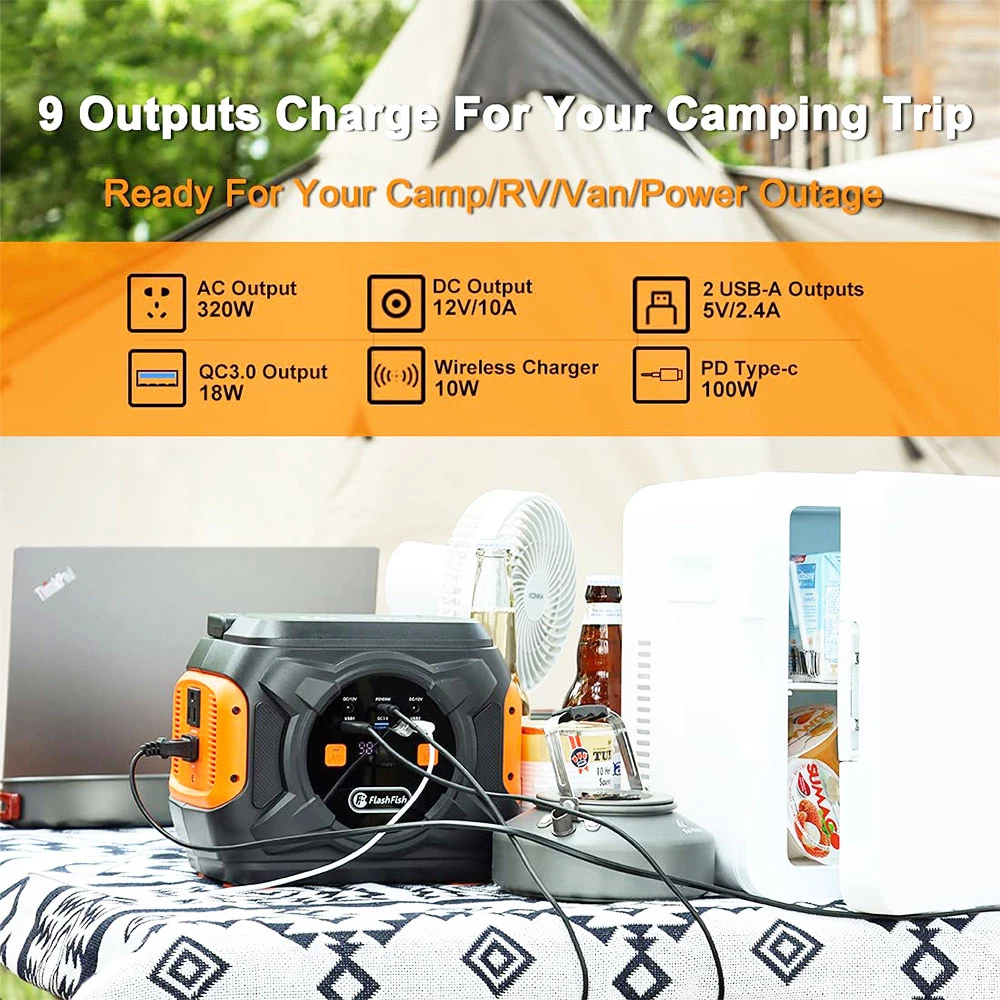 Flashfish A301 320W 292Wh 80000mAh Portable Power Station Backup Solar Generator For Outdoor Travel Camping Home 6 Flashfish A301 320W 292Wh 80000mAh Portable Power Station Backup Solar Generator For Outdoor Travel Camping Home - Image 4