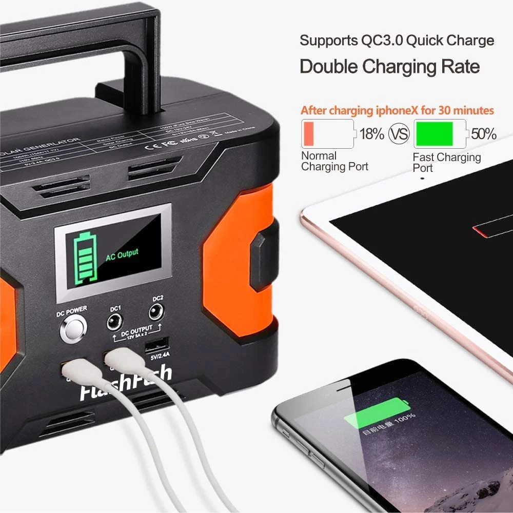 Flashfish EA150 200W Peak Power Station, 166Wh/45000mAh Backup Power Pack Solar Generator, 7 Outlets, 110V AC Output 7 Flashfish EA150 200W Peak Power Station, 166Wh/45000mAh Backup Power Pack Solar Generator, 7 Outlets, 110V AC Output - Image 5