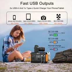 Flashfish P60 560W Portable Power Station, 520Wh/140400mAh Lithium Battery Pack Solar Generator Emergency Power Supply, AC/DC/USB Ports, 11 Outlets -IMOU Sales Flashfish P60 520Wh Portable Power Station 517005 4