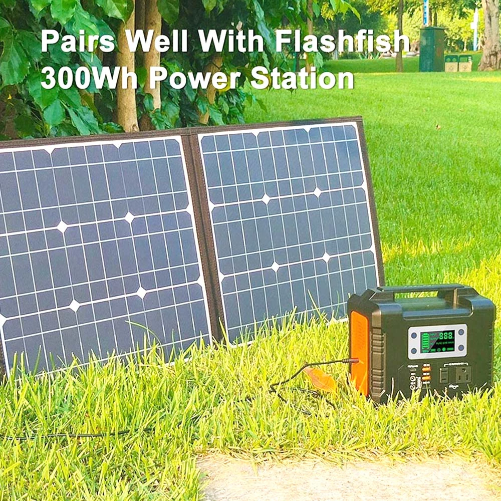 Flashfish SP18V 100W Portable Solar Panel 4-in-1 Connector Double USB Outputs Portable & Foldable Compatible With Most Power Stations For Outdoor Camping Van RV Trip 6 Flashfish SP18V 100W Portable Solar Panel 4-in-1 Connector Double USB Outputs Portable & Foldable Compatible With Most Power Stations For Outdoor Camping Van RV Trip - Image 4