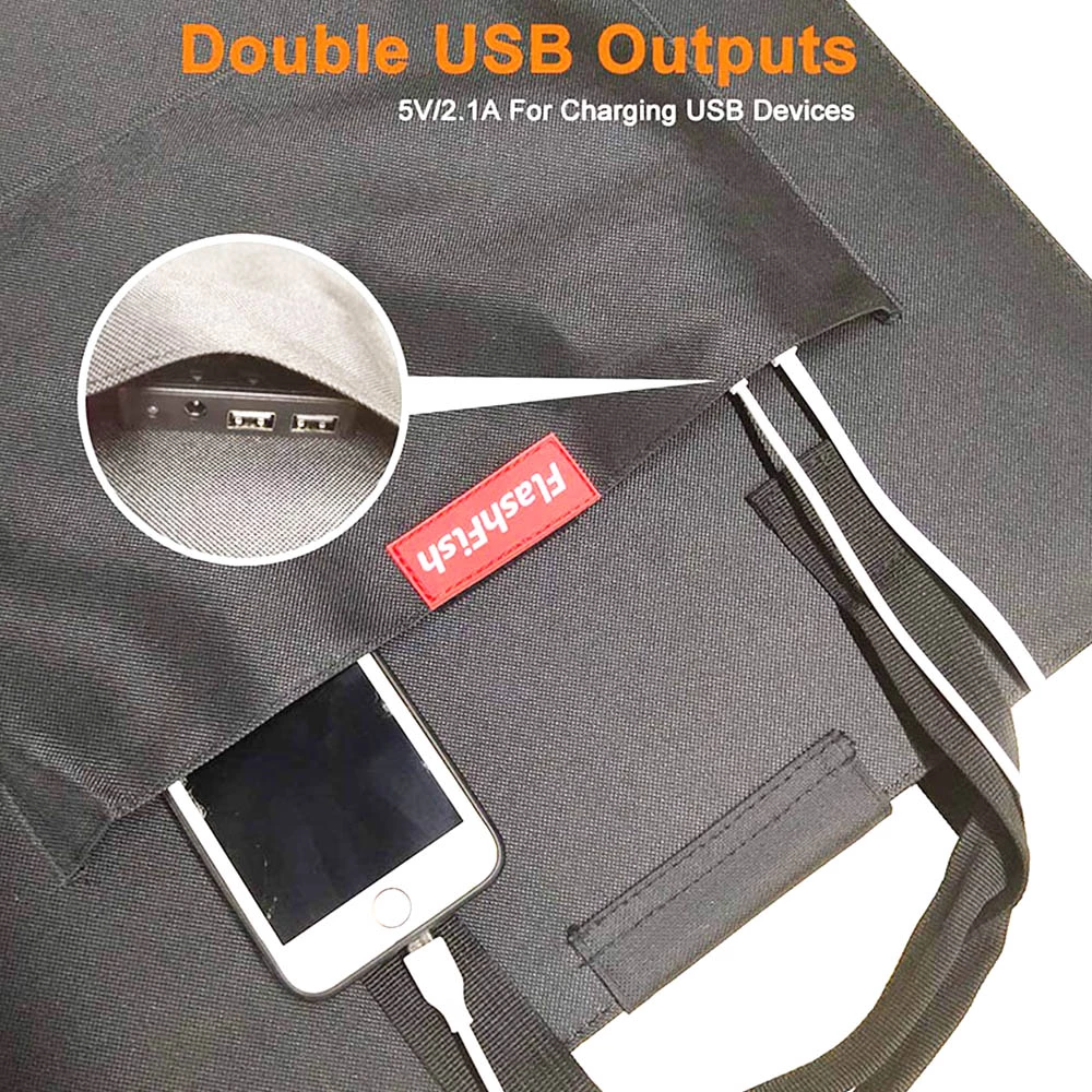 Flashfish SP18V 100W Portable Solar Panel 4-in-1 Connector Double USB Outputs Portable & Foldable Compatible With Most Power Stations For Outdoor Camping Van RV Trip 5 Flashfish SP18V 100W Portable Solar Panel 4-in-1 Connector Double USB Outputs Portable & Foldable Compatible With Most Power Stations For Outdoor Camping Van RV Trip - Image 3
