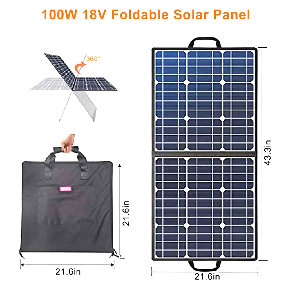 Flashfish SP18V 100W Portable Solar Panel 4-in-1 Connector Double USB Outputs Portable & Foldable Compatible With Most Power Stations For Outdoor Camping Van RV Trip 8 Flashfish SP18V 100W Portable Solar Panel 4-in-1 Connector Double USB Outputs Portable & Foldable Compatible With Most Power Stations For Outdoor Camping Van RV Trip - Image 6