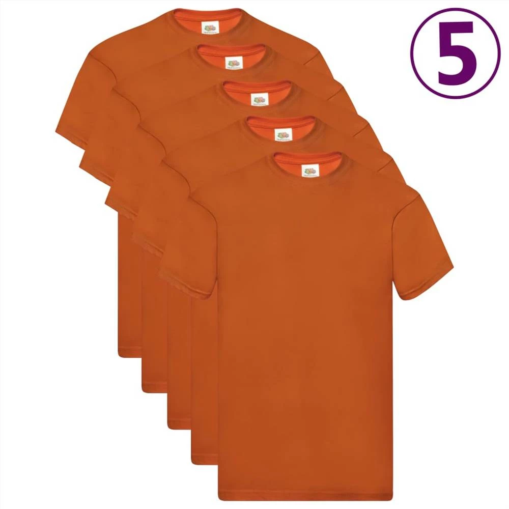 Fruit Of The Loom Original T-shirts 5 Pcs Orange L Cotton 3 Fruit Of The Loom Original T-shirts 5 Pcs Orange L Cotton