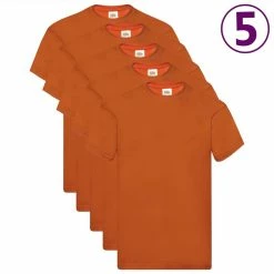 Fruit Of The Loom Original T-shirts 5 Pcs Orange XXL Cotton