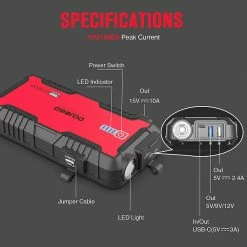 GOOLOO GT1500 Jump Starter, 1500A Peak Car Starter, 12V Portable Waterproof Power Pack, Auto Battery Booster, LED Light - Green -IMOU Sales GOOLOO GT1500 Jump Starter Green 509256 5