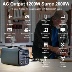 Gofort UA1100 1100Wh Portable Power Station 2x Pure Sine Wave AC110V Outlets 1200W Inverter Solar Generator For RV Van -IMOU Sales Gofort UA1100 1100Wh Portable Power Station 490021 3