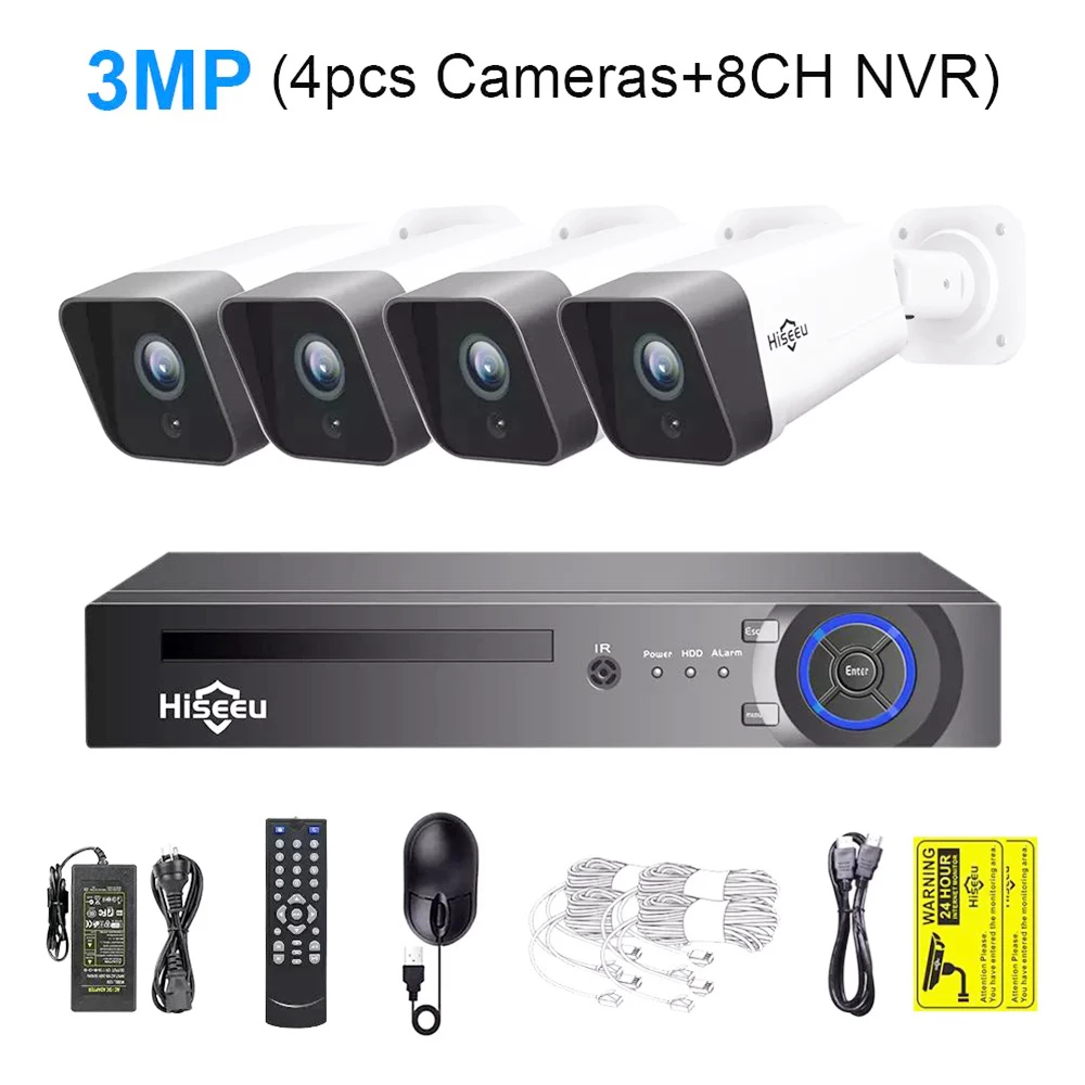 Hiseeu IP POE 3MP CCTV Security Surveillance Camera System Kit Set Outdoor AI Camera Two Way Audio NVR Video Recorder 3 Hiseeu IP POE 3MP CCTV Security Surveillance Camera System Kit Set Outdoor AI Camera Two Way Audio NVR Video Recorder