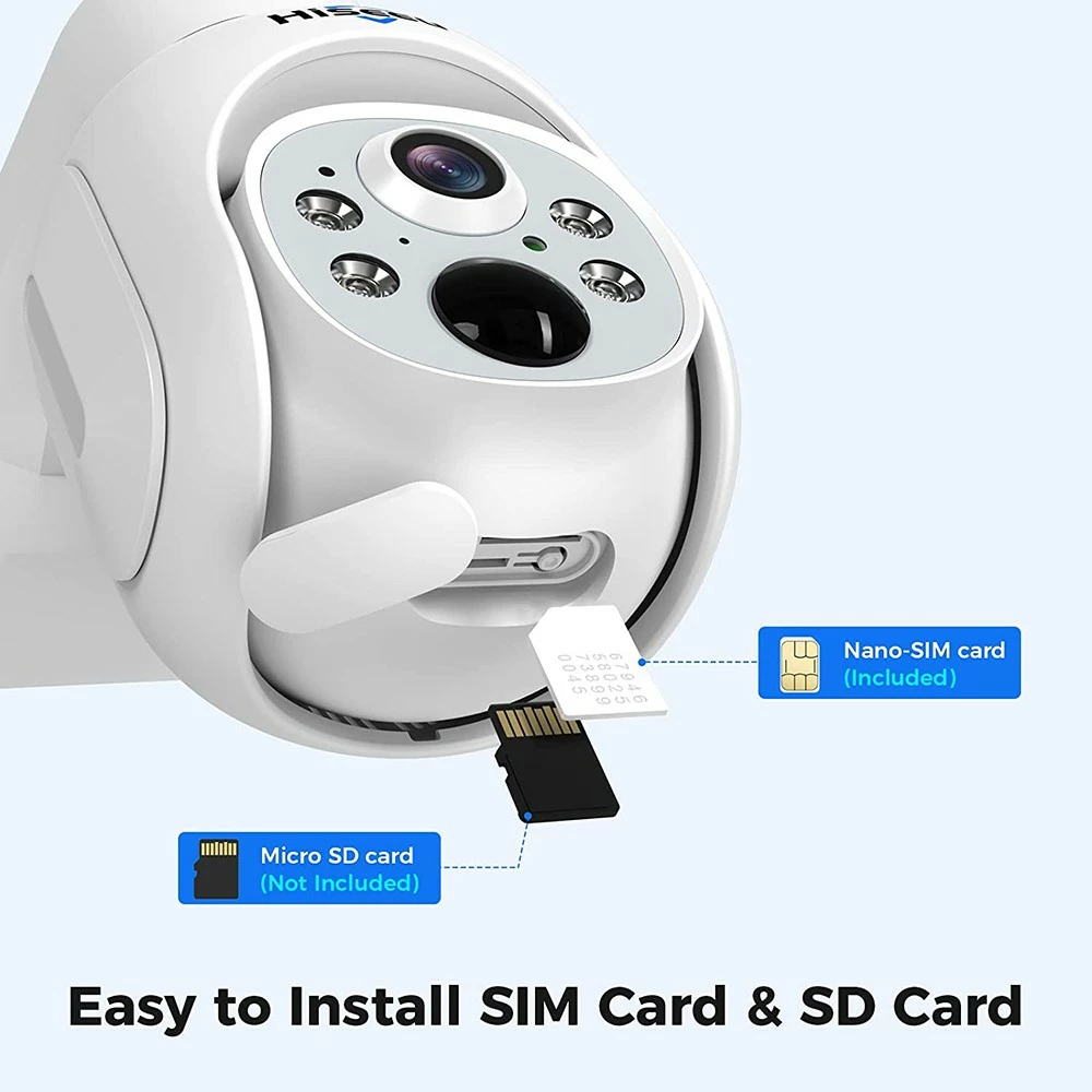 Hiseeu TDA73E WiFi Free 4G LTE Security Camera, 3MP Solar Powered Wireless Camera, 360 Degree Viewing, IP66 Waterproof, PIR Motion Sensor, Color Night Vision, 2-Way Talk, With SIM Card 5 Hiseeu TDA73E WiFi Free 4G LTE Security Camera, 3MP Solar Powered Wireless Camera, 360 Degree Viewing, IP66 Waterproof, PIR Motion Sensor, Color Night Vision, 2-Way Talk, With SIM Card - Image 3