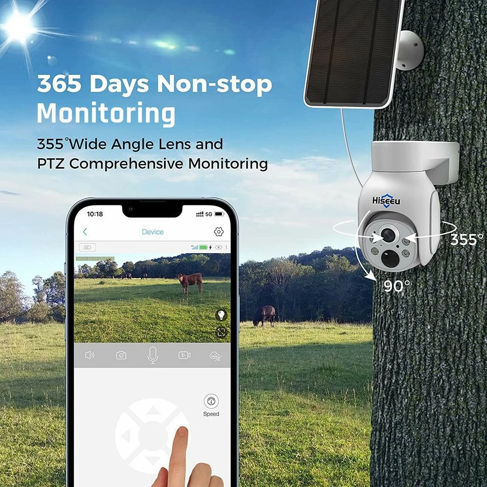 Hiseeu TDA73E WiFi Free 4G LTE Security Camera, 3MP Solar Powered Wireless Camera, 360 Degree Viewing, IP66 Waterproof, PIR Motion Sensor, Color Night Vision, 2-Way Talk, With SIM Card 6 Hiseeu TDA73E WiFi Free 4G LTE Security Camera, 3MP Solar Powered Wireless Camera, 360 Degree Viewing, IP66 Waterproof, PIR Motion Sensor, Color Night Vision, 2-Way Talk, With SIM Card - Image 4