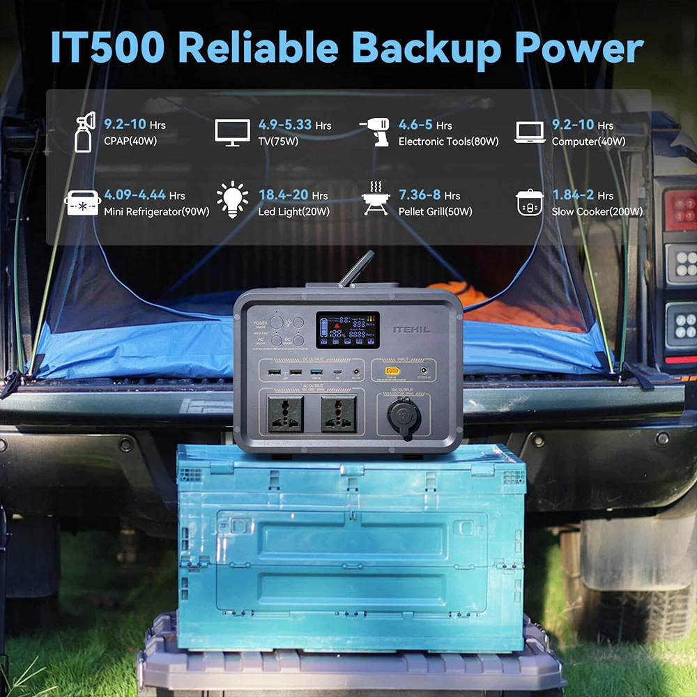 ITEHIL IT500 500W LiFePO4 Portable Power Station Fast Charging With LED Display For Camping Outdoor RV 7 ITEHIL IT500 500W LiFePO4 Portable Power Station Fast Charging With LED Display For Camping Outdoor RV - Image 5