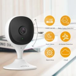 IMOU Cue 2c 1080P IP Wifi Camera Baby Monitor Camera Human Detection H265 Compact Smart Night Vision Camera -IMOU Sales Imou Cue 2c Wireless WiFi Camera 1080P HD White 500459 3
