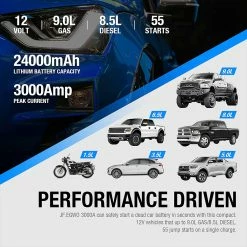 JF.EGWO 3000Amp Car Jump Starter With Air Compressor, 24000mAh 12V Auto Battery Booster, 150PSI Tire Inflator - JP Plug 10 JF.EGWO 3000Amp Car Jump Starter With Air Compressor, 24000mAh 12V Auto Battery Booster, 150PSI Tire Inflator - JP Plug -IMOU Sales JF EGWO 3000Amp Car Jump Starter with Air Compressor JP Plug 506541 2