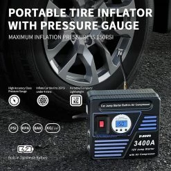 JF.EGWO 3400Amp Car Jump Starter With Air Compressor, 24000mAh 12V Auto Battery Booster, 150PSI Tire Inflator - JP Plug 12 JF.EGWO 3400Amp Car Jump Starter With Air Compressor, 24000mAh 12V Auto Battery Booster, 150PSI Tire Inflator - JP Plug -IMOU Sales JF EGWO 3400Amp Car Jump Starter with Air Compressor JP Plug 506545 4