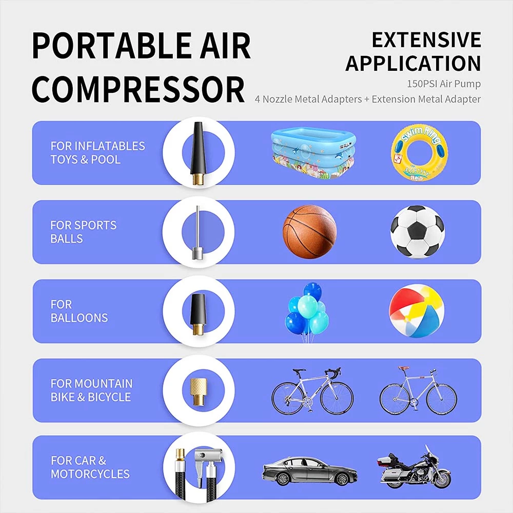 JF.EGWO 3400Amp Car Jump Starter With Air Compressor, 24000mAh 12V Auto Battery Booster, 150PSI Tire Inflator - JP Plug 8 JF.EGWO 3400Amp Car Jump Starter With Air Compressor, 24000mAh 12V Auto Battery Booster, 150PSI Tire Inflator - JP Plug - Image 6