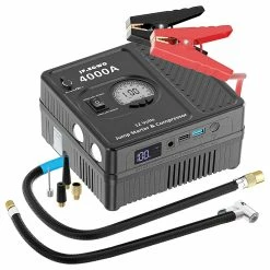 JF.EGWO 4000Amp Car Jump Starter With Air Compressor, 12V Safe Lithium Auto Battery Booster, 150 PSI Air Pump - US Plug