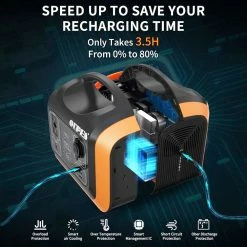 OUPES 600W 595Wh Portable Power Station, LiFePO4 Battery Solar Generator, PD 60W Fast Charging, LED Light -IMOU Sales OUPES Portable Power Station 600W 592Wh Solar Generator 492959 5