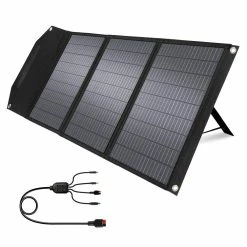 ROCKPALS RP081 60W Portable Foldable Solar Panel With Kickstand, 23% High Efficiency, IP65 Waterproof, Support Parallel