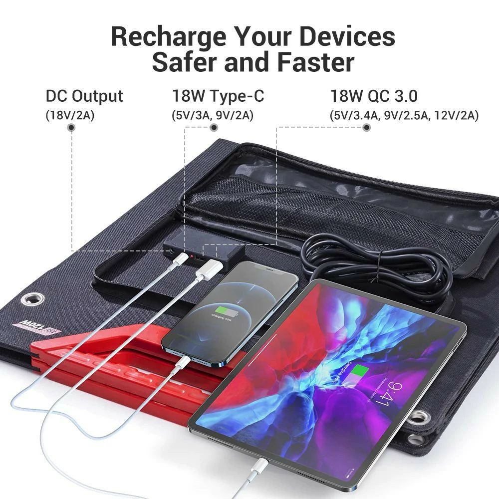 ROCKPALS RP083 120W Portable Foldable Solar Panel, 23.5% High Efficiency, IP65 Waterproof, Support Parallel 7 ROCKPALS RP083 120W Portable Foldable Solar Panel, 23.5% High Efficiency, IP65 Waterproof, Support Parallel - Image 5