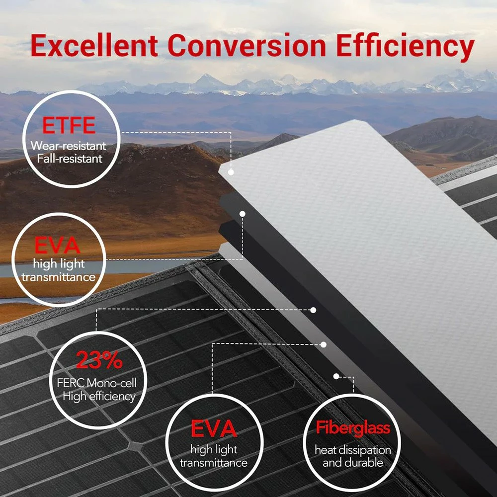 ROCKPALS RP100 100W Portable Foldable Solar Panel With Kickstand, 23.5% Conversion Efficiency, IP65 Waterproof, Support Parallel 6 ROCKPALS RP100 100W Portable Foldable Solar Panel With Kickstand, 23.5% Conversion Efficiency, IP65 Waterproof, Support Parallel - Image 4