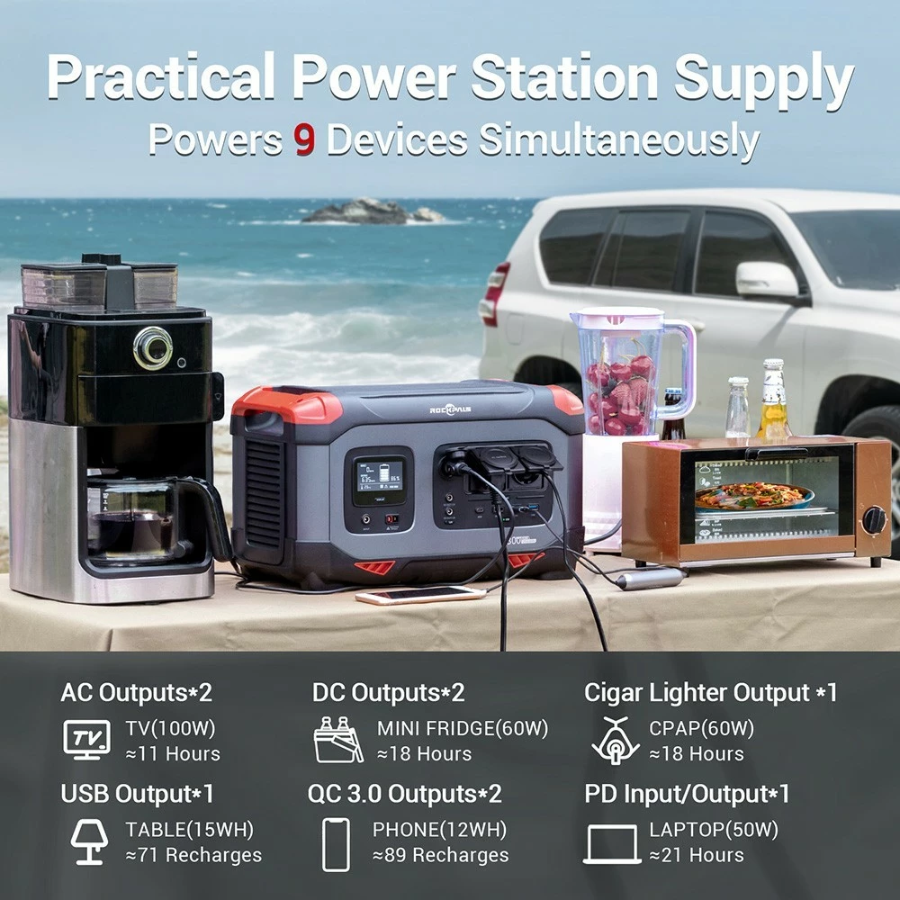 ROCKPALS RP1300 Portable Power Station, 1254.4Wh LiFePO4 Battery Solar Generator, 1300W AC Outlets, Peak 2000W, 9 Outputs 4 ROCKPALS RP1300 Portable Power Station, 1254.4Wh LiFePO4 Battery Solar Generator, 1300W AC Outlets, Peak 2000W, 9 Outputs - Image 2