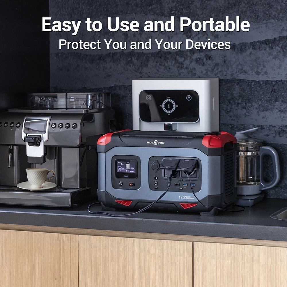 ROCKPALS RP1300 Portable Power Station, 1254.4Wh LiFePO4 Battery Solar Generator, 1300W AC Outlets, Peak 2000W, 9 Outputs 8 ROCKPALS RP1300 Portable Power Station, 1254.4Wh LiFePO4 Battery Solar Generator, 1300W AC Outlets, Peak 2000W, 9 Outputs - Image 6