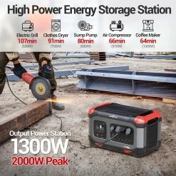 ROCKPALS Rockpower 1300W Portable Power Station, 1254.4Wh Solar Generator, 220W Fast Charging, Pure Sine Wave, MPPT Solar Controller -IMOU Sales ROCKPALS Rockpower 1300W Power Station US Plug 514039 2