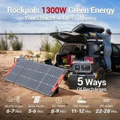 ROCKPALS Rockpower 1300W Portable Power Station, 1254.4Wh Solar Generator, 220W Fast Charging, Pure Sine Wave, MPPT Solar Controller -IMOU Sales ROCKPALS Rockpower 1300W Power Station US Plug 514039 4