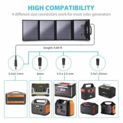ROCKPALS SP003 100W Foldable Solar Panel For Solar Generator And USB Devices, 21.5%-23.5% Conversion Efficiency, Support Parallel, QC 3.0 Fast Charging, Compatible With Jackery/EF/Bluetti/Anker/Goal Zero Power Station, Portable Solar Panel Charger -IMOU Sales ROCKPALS SP003 100W Foldable Solar Panel 514040 1