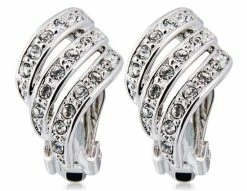 Rigant 18K RGP Alloy Crystal Decoration Clip-on Earrings - White Gold