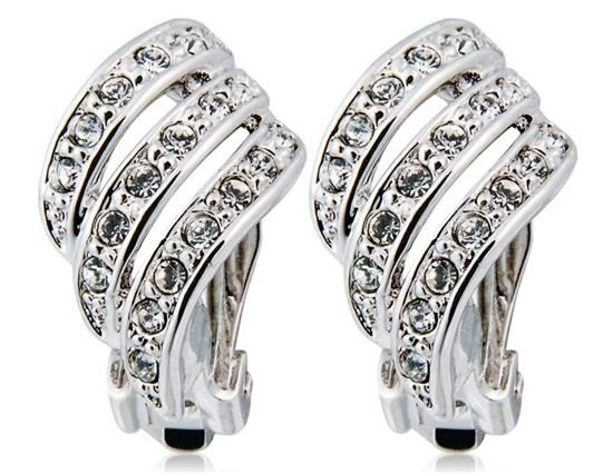Rigant 18K RGP Alloy Crystal Decoration Clip-on Earrings - White Gold 3 Rigant 18K RGP Alloy Crystal Decoration Clip-on Earrings - White Gold