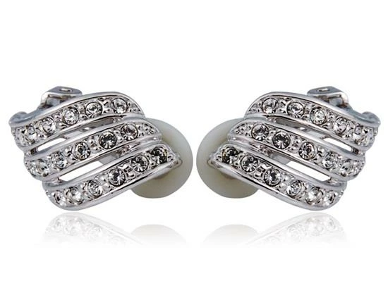 Rigant 18K RGP Alloy Crystal Decoration Clip-on Earrings - White Gold 5 Rigant 18K RGP Alloy Crystal Decoration Clip-on Earrings - White Gold - Image 3