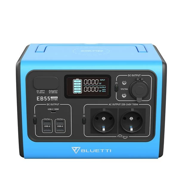 BLUETTI EB55 Portable Power Station 700W/537Wh Solar Generator - Blue 4 BLUETTI EB55 Portable Power Station 700W/537Wh Solar Generator - Blue - Image 2
