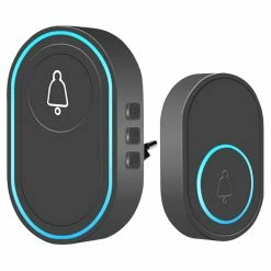 Earykong Wireless Music Doorbell Alarm Volume Adjustable Compatible With 433MHz Wireless Detectors Easy Installation - Black