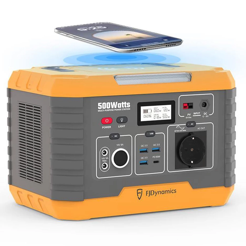 FJDynamics PowerSec MP500 Portable Power Station 500W (Peak 1000W), 520Wh Backup Battery Pure Sine Wave AC Output With 1 X AC Outlets, 10W Wireless Charging, 8 Output Ports, LED Light, Solar Generator For Outdoor Camping, Home Emergency, RV - EU Plug 6 FJDynamics PowerSec MP500 Portable Power Station 500W (Peak 1000W), 520Wh Backup Battery Pure Sine Wave AC Output With 1 X AC Outlets, 10W Wireless Charging, 8 Output Ports, LED Light, Solar Generator For Outdoor Camping, Home Emergency, RV - EU Plug - Image 4