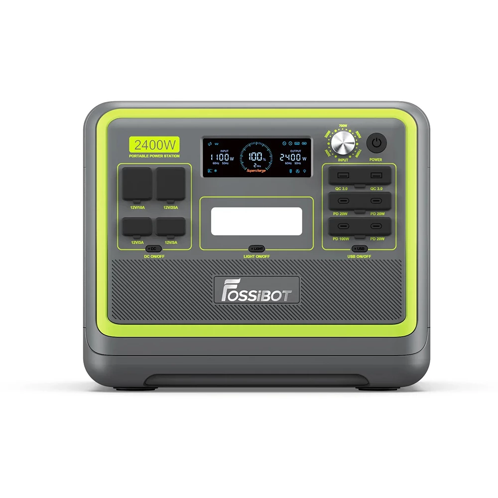 FOSSiBOT F2400 Portable Power Station, 2048Wh LiFePO4 Battery 2400W Output Solar Generator, 3xAC RV Car USB Type-C QC3.0 PD DC5521 Pure Sine Wave Full Outlets, 1.5 Hours Fast Charging, Input Power Adjustment Knob, Bidirectional Inverter, UPS - Green 5 FOSSiBOT F2400 Portable Power Station, 2048Wh LiFePO4 Battery 2400W Output Solar Generator, 3xAC RV Car USB Type-C QC3.0 PD DC5521 Pure Sine Wave Full Outlets, 1.5 Hours Fast Charging, Input Power Adjustment Knob, Bidirectional Inverter, UPS - Green - Image 3