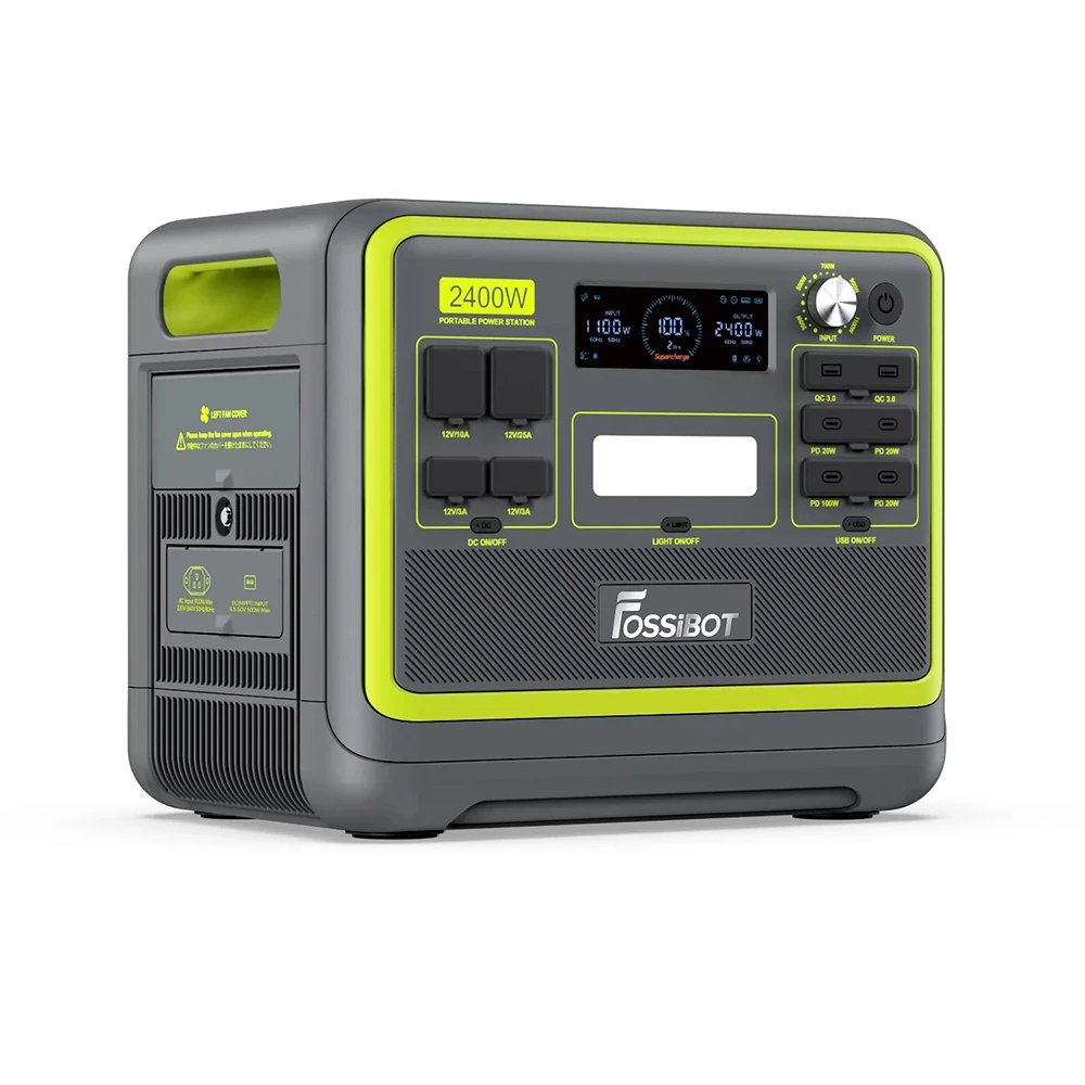FOSSiBOT F2400 Portable Power Station, 2048Wh LiFePO4 Battery 2400W Output Solar Generator, 3xAC RV Car USB Type-C QC3.0 PD DC5521 Pure Sine Wave Full Outlets, 1.5 Hours Fast Charging, Input Power Adjustment Knob, Bidirectional Inverter, UPS - Green 6 FOSSiBOT F2400 Portable Power Station, 2048Wh LiFePO4 Battery 2400W Output Solar Generator, 3xAC RV Car USB Type-C QC3.0 PD DC5521 Pure Sine Wave Full Outlets, 1.5 Hours Fast Charging, Input Power Adjustment Knob, Bidirectional Inverter, UPS - Green - Image 4