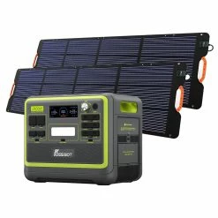 FOSSiBOT F2400 Portable Power Station + 2 X FOSSiBOT SP200 18V 200W Foldable Solar Panel, 2048Wh LiFePO4 Battery 2400W Output Solar Generator, 3xAC RV Car USB Type-C QC3.0 PD DC5521 Pure Sine Wave Full Outlets, 1.5 Hours Fast Charging, UPS, Outdoor