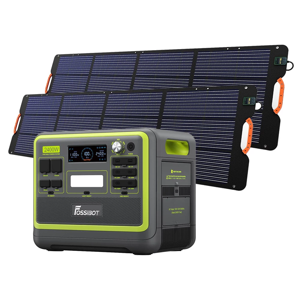 FOSSiBOT F2400 Portable Power Station + 2 X FOSSiBOT SP200 18V 200W Foldable Solar Panel, 2048Wh LiFePO4 Battery 2400W Output Solar Generator, 3xAC RV Car USB Type-C QC3.0 PD DC5521 Pure Sine Wave Full Outlets, 1.5 Hours Fast Charging, UPS, Outdoor 3 FOSSiBOT F2400 Portable Power Station + 2 X FOSSiBOT SP200 18V 200W Foldable Solar Panel, 2048Wh LiFePO4 Battery 2400W Output Solar Generator, 3xAC RV Car USB Type-C QC3.0 PD DC5521 Pure Sine Wave Full Outlets, 1.5 Hours Fast Charging, UPS, Outdoor